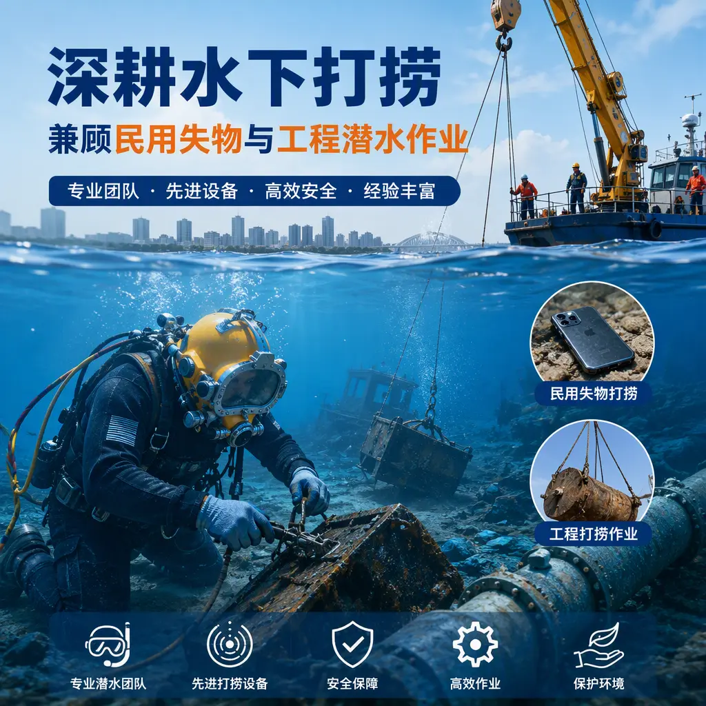 深耕水下打捞，兼顾民用失物与工程潜水作业鼓楼