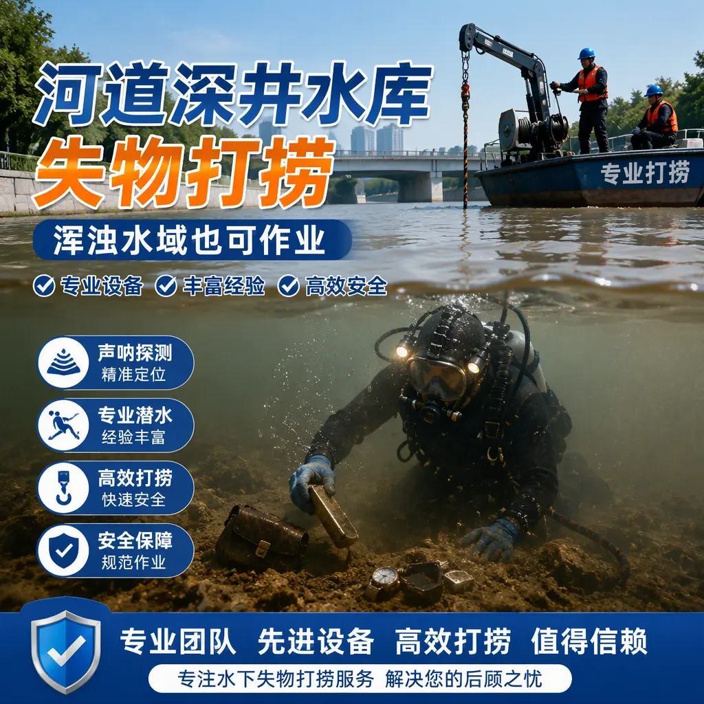 河道深井水库失物打捞，浑浊水域也可作业鼓楼