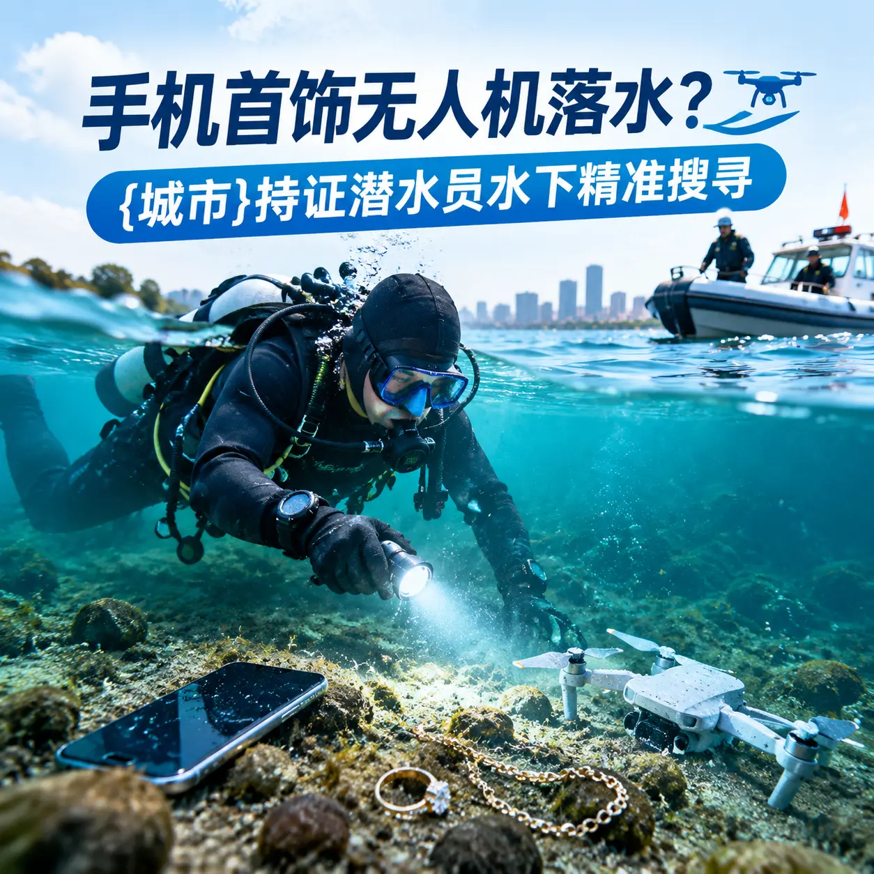 手机首饰无人机落水？鼓楼持证潜水员水下精准搜寻